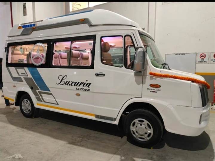 12+1 seater AC tempo traveller seating for Bangalore